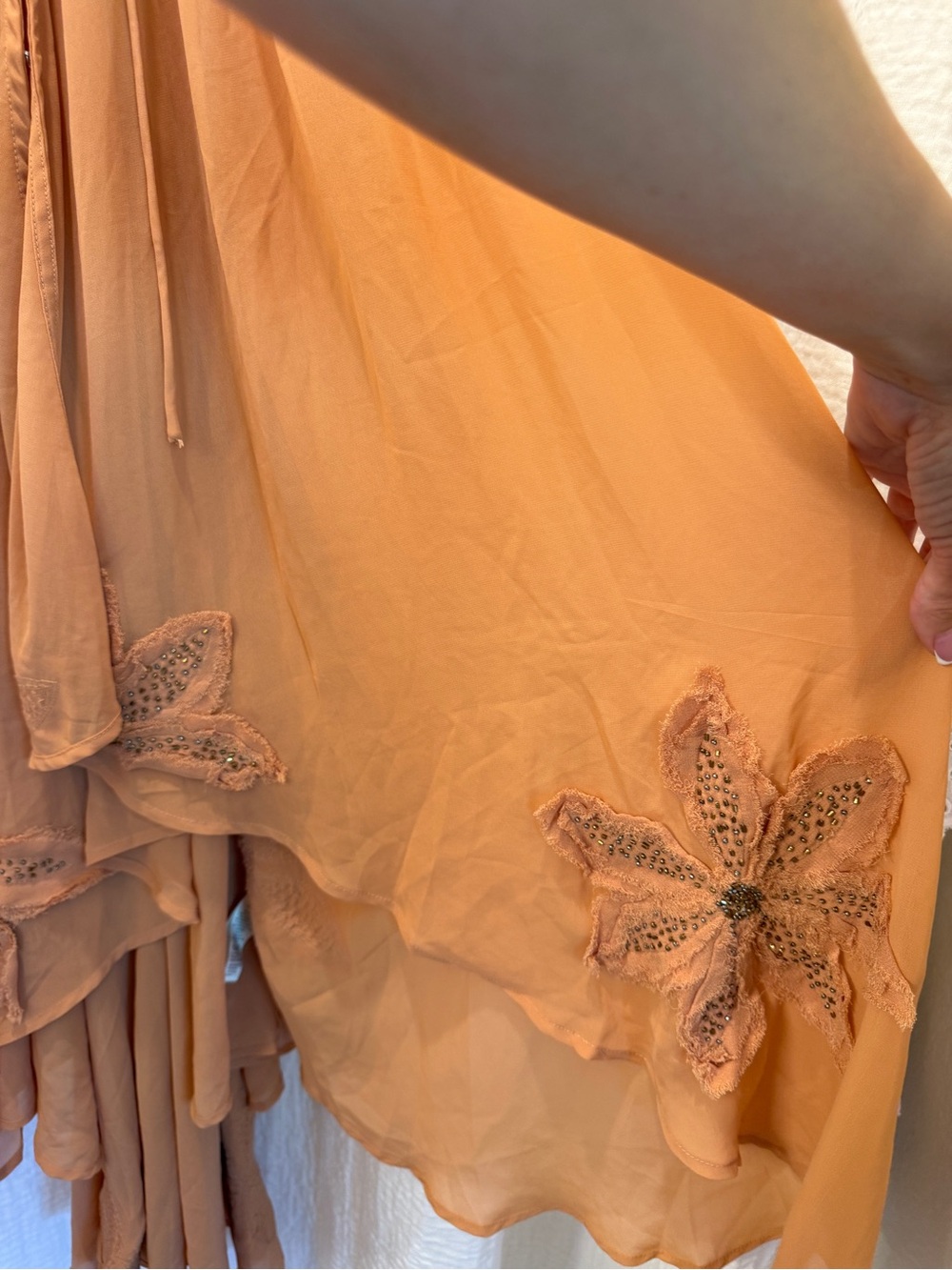 Free People Harlow Embellished Maxi Top High Low Dress - Orange - Size XL - Picture 4 of 13